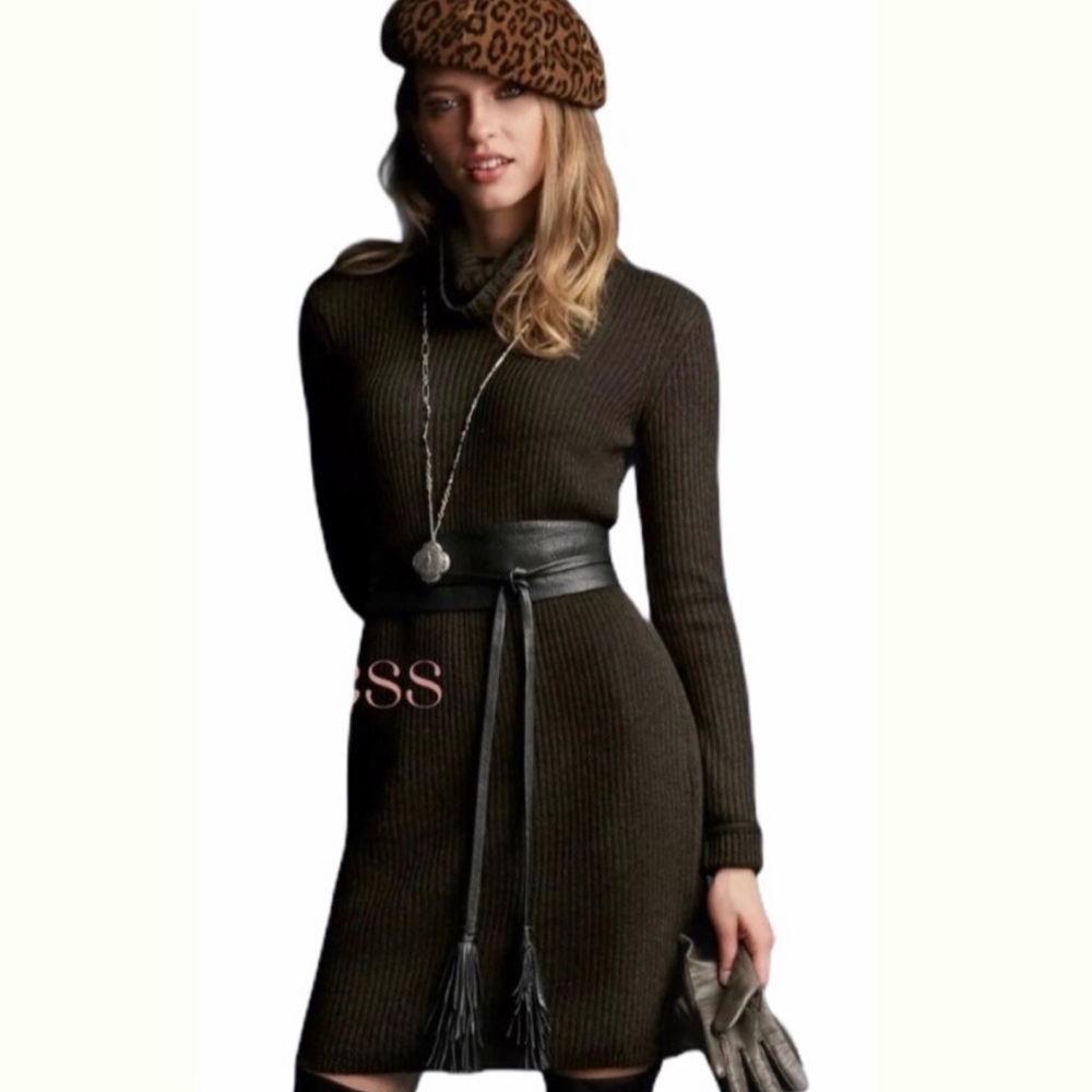 Cabi black turtleneck ribbed sweater dress